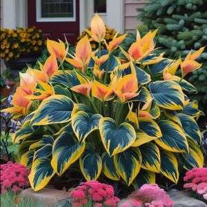 Хоста Флейм Данс купить по цене от 650р. в интернет-магазине «Посадика» с доставкой почтой в в Омске и по всей России – [изображение №1].